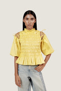 SMOCKED DETAIL PEPLUM TOP