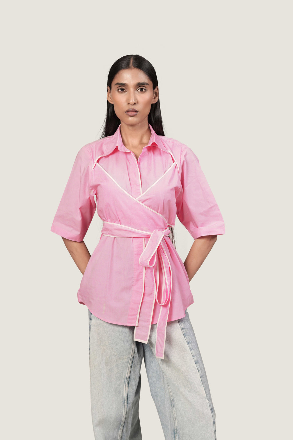STRUCTURED TIE UP SHIRT