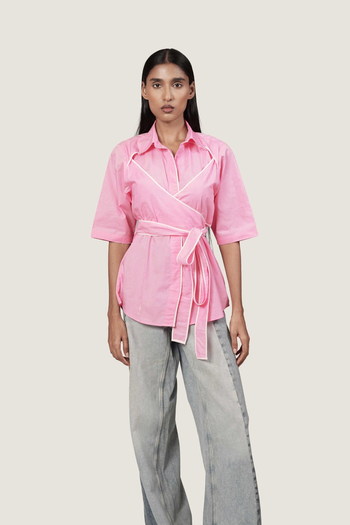 STRUCTURED TIE UP SHIRT