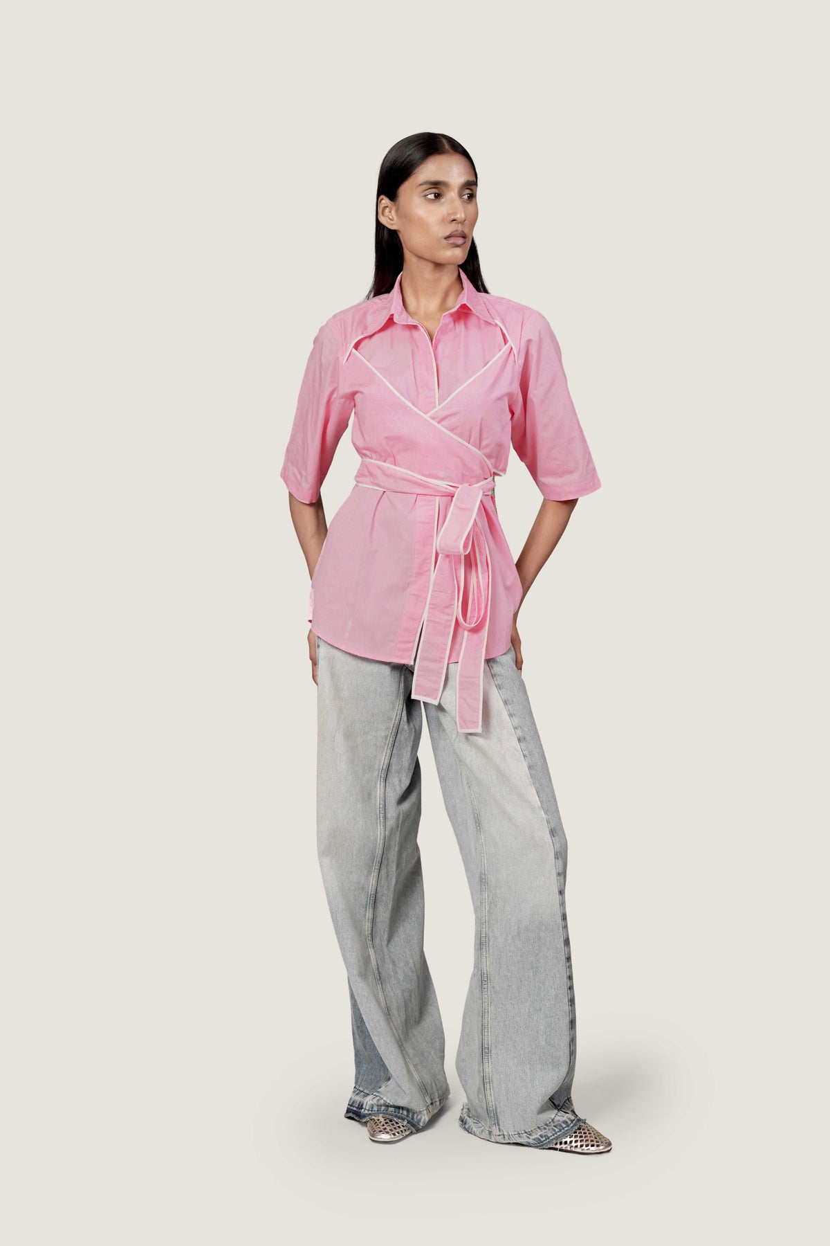 STRUCTURED TIE UP SHIRT