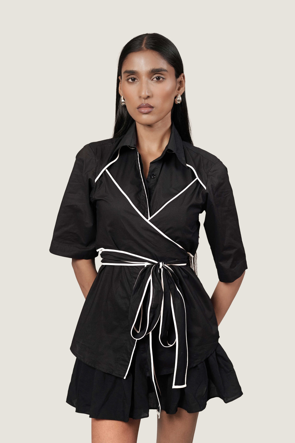 STRUCTURED TIE UP SHIRT