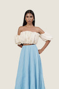IVORY STUDDED BALLOON TOP WITH BALLOON SKIRT CORD SET