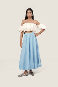 IVORY STUDDED BALLOON TOP WITH BALLOON SKIRT CORD SET