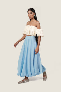 IVORY STUDDED BALLOON TOP WITH BALLOON SKIRT CORD SET
