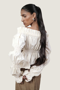 BARDOT BUBBLE SLEEVE TOP