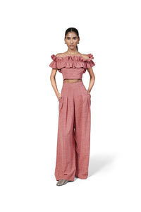 PLEATED WIDE LEG TROUSERS