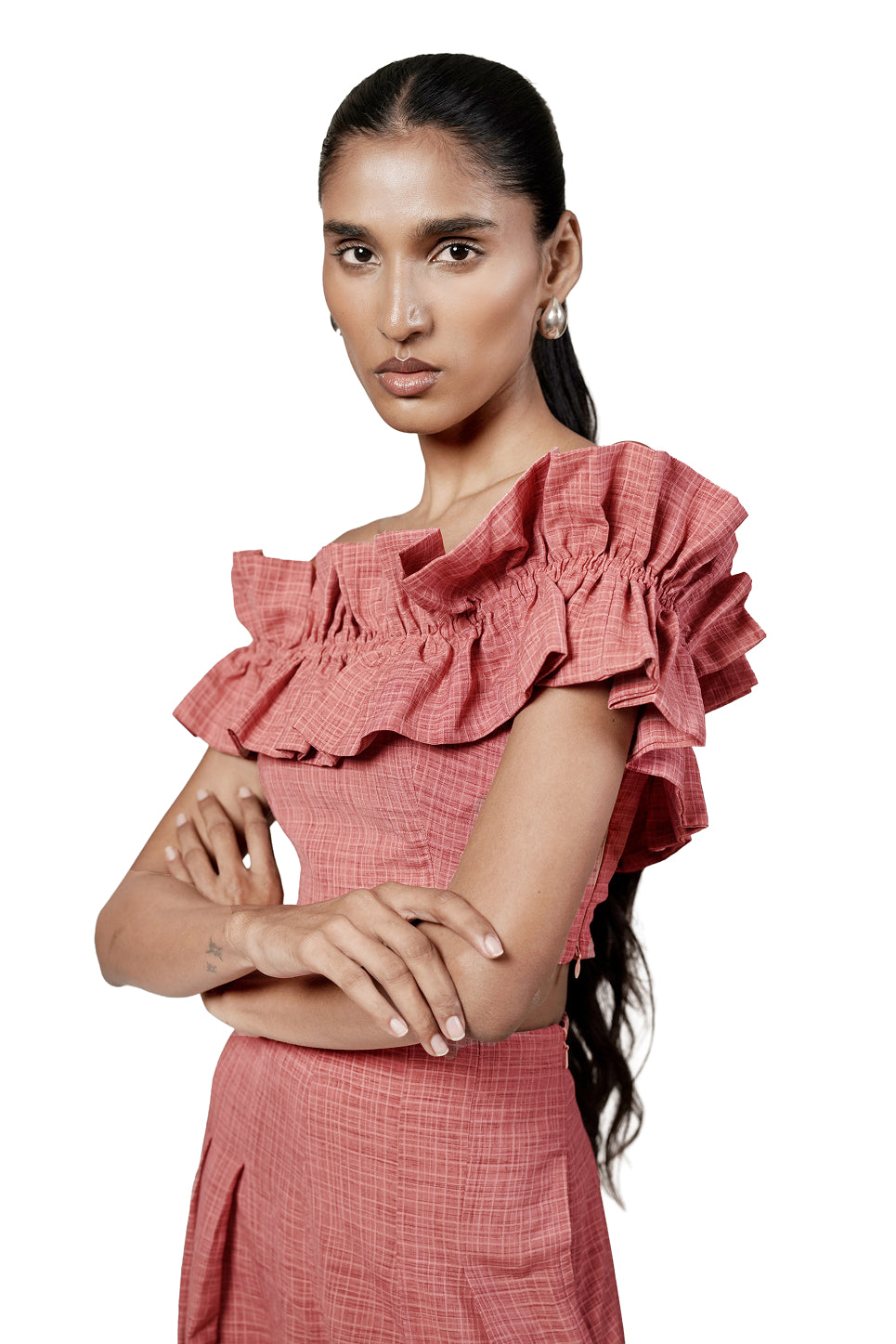 PLEATED WIDE LEG TROUSERS