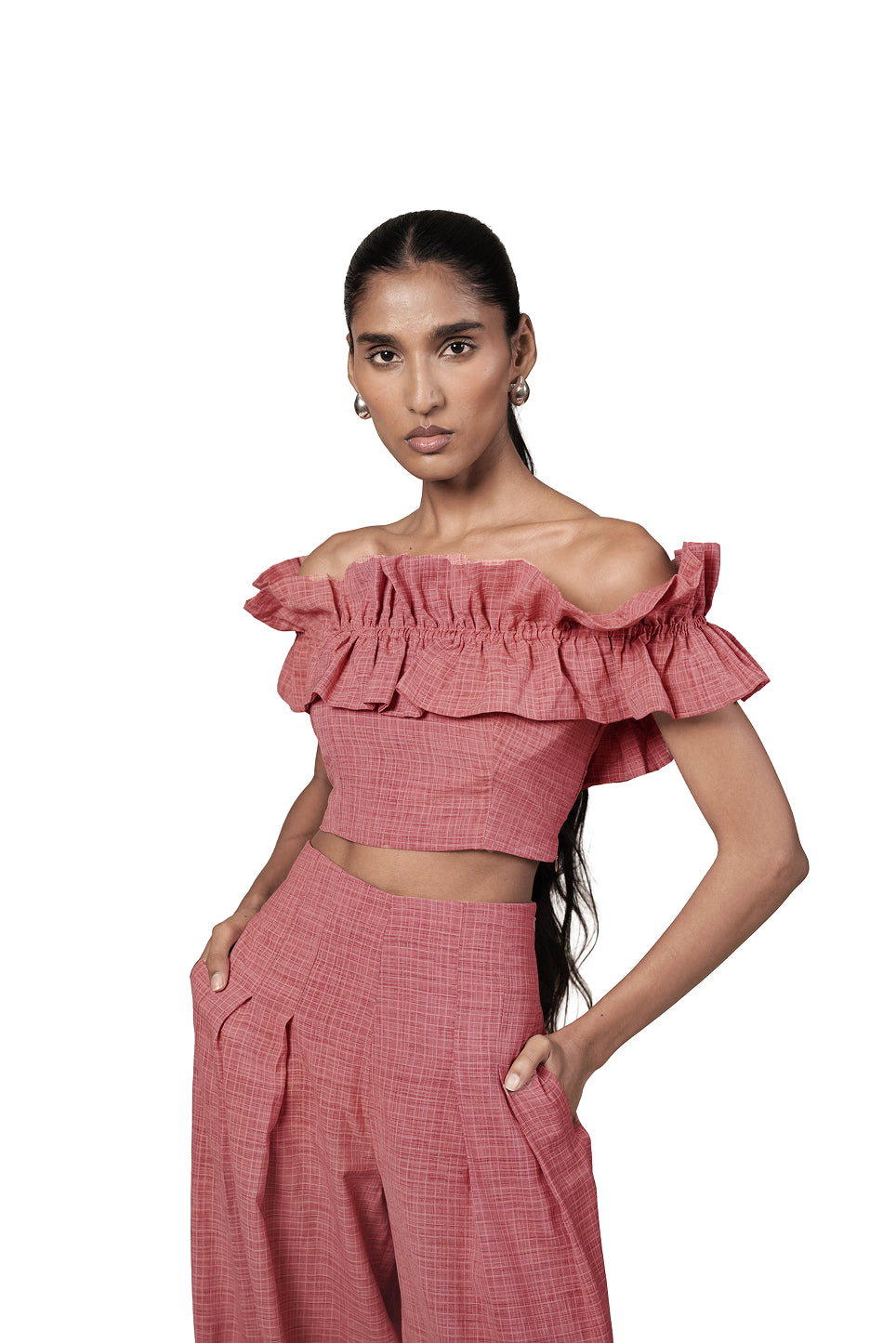 PLEATED WIDE LEG TROUSERS