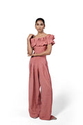 PLEATED WIDE LEG TROUSERS