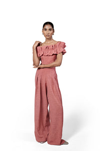 PLEATED WIDE LEG TROUSERS