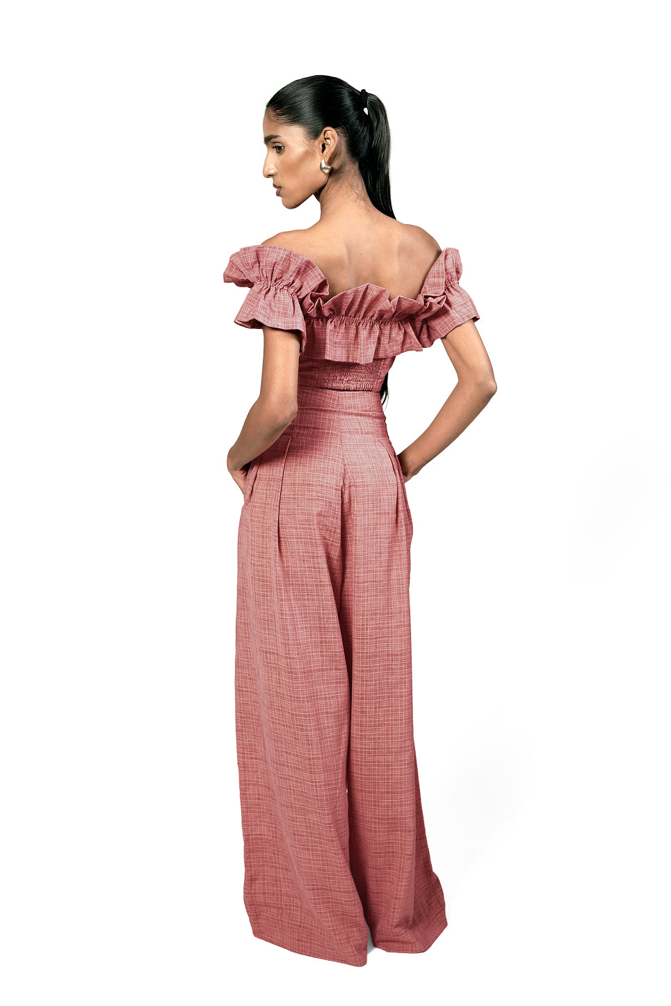 PLEATED WIDE LEG TROUSERS