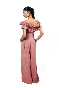PLEATED WIDE LEG TROUSERS