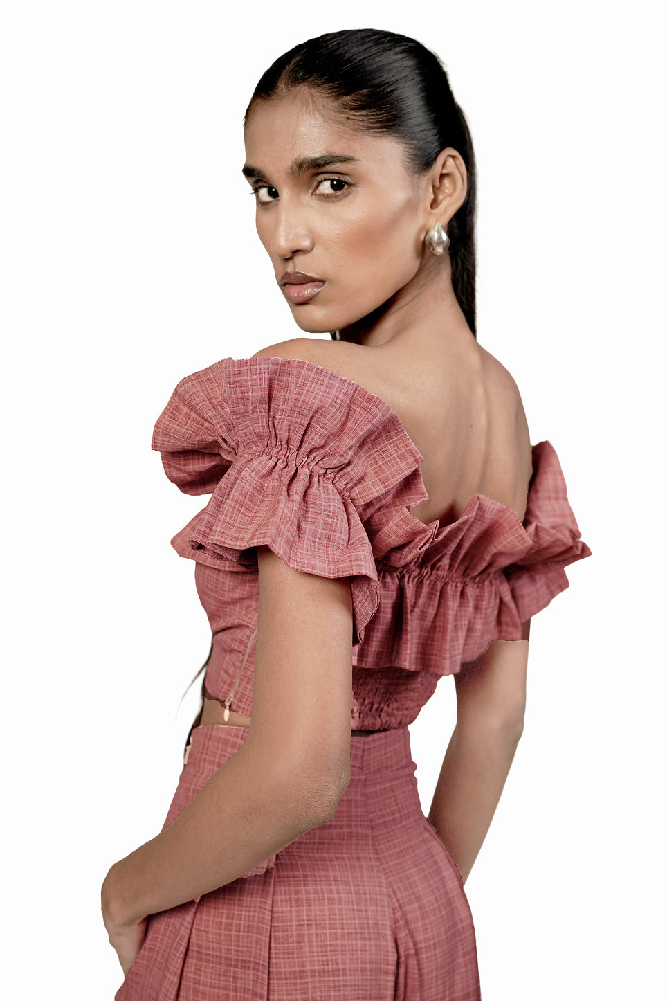 PLEATED WIDE LEG TROUSERS