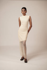 FITTED ASYMMETRIC LACE DRESS