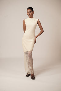 FITTED ASYMMETRIC LACE DRESS