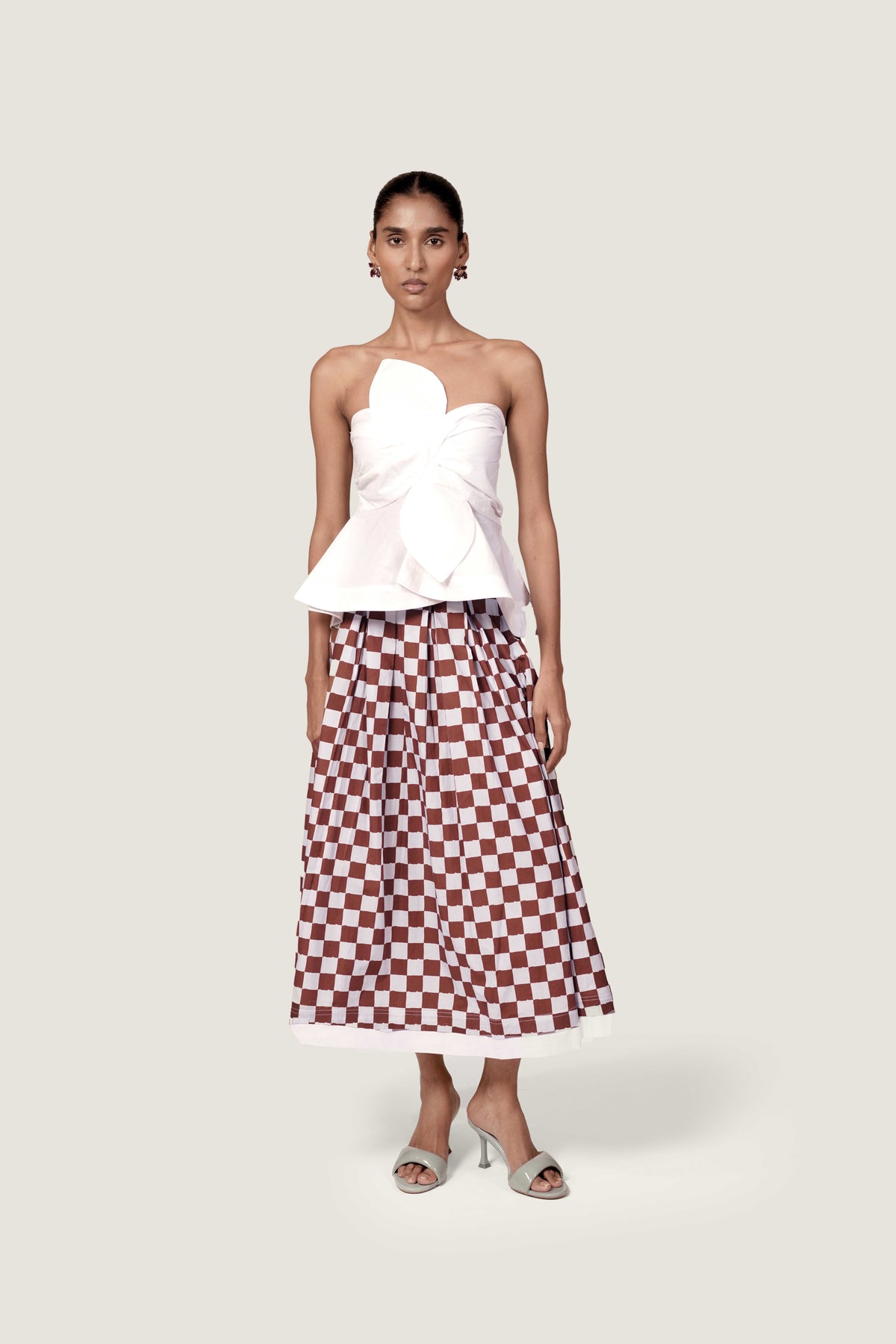 PLEATED CHECKERED SKIRT