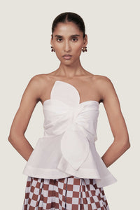 BOW WHITE BUSTIER TOP