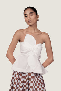 BOW WHITE BUSTIER TOP