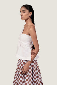 BOW WHITE BUSTIER TOP