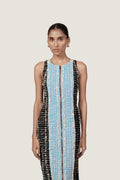 PANELLED BLACK JACQUARD DRESS