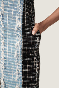 PANELLED BLACK JACQUARD DRESS