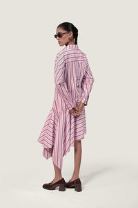 STRIPED ASYMMETRIC SHIRT DRESS