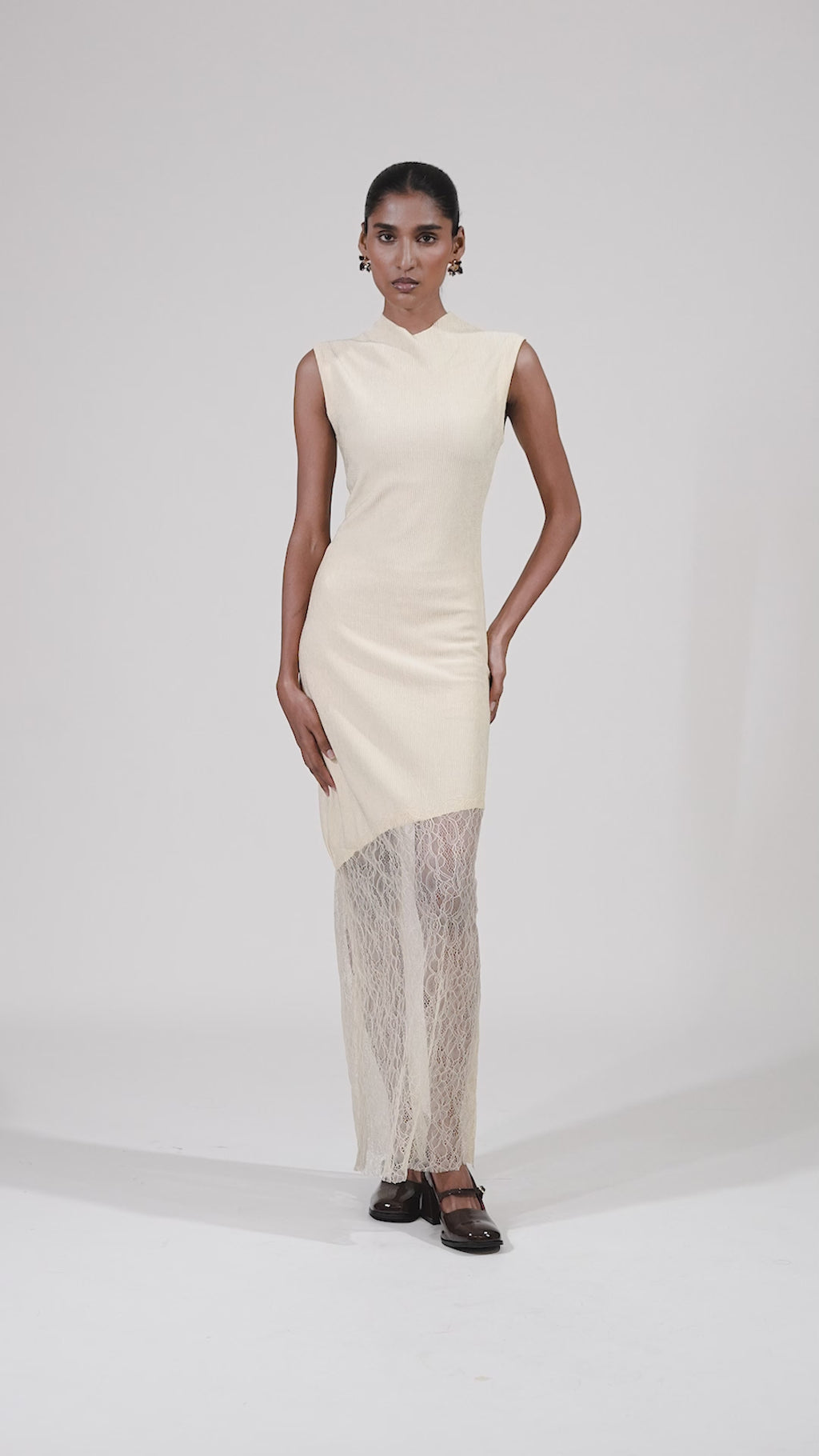 FITTED ASYMMETRIC LACE DRESS