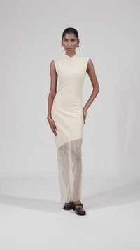 FITTED ASYMMETRIC LACE DRESS